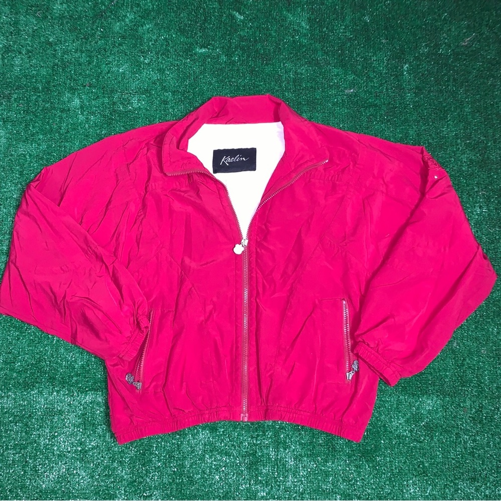 Vintage Kaelin Track Suit Jacket Womens Large L 90s Warm Up Red.